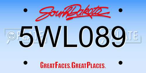 5WL089 South Dakota License Plate