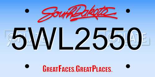 5WL2550 South Dakota License Plate
