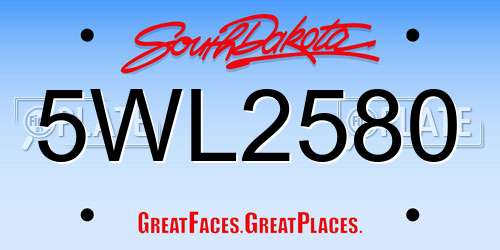 5WL2580 South Dakota License Plate