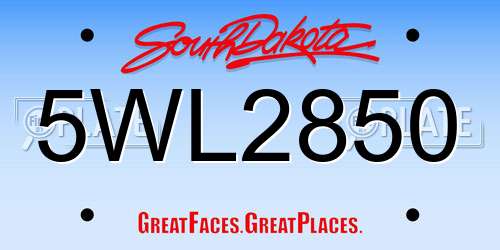 5WL2850 South Dakota License Plate