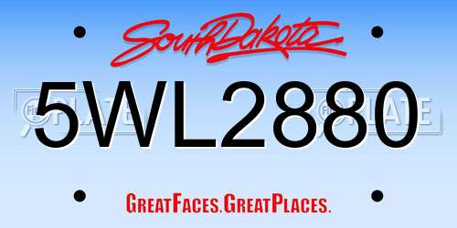 5WL2880 South Dakota License Plate