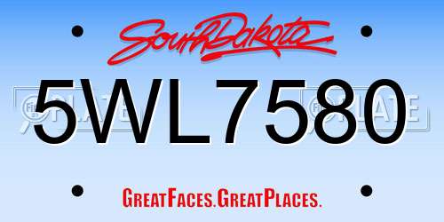 5WL7580 South Dakota License Plate