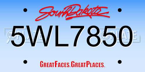 5WL7850 South Dakota License Plate