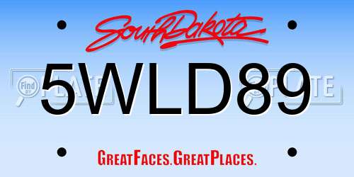 5WLD89 South Dakota License Plate
