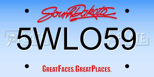 5WLO59 South Dakota License Plate