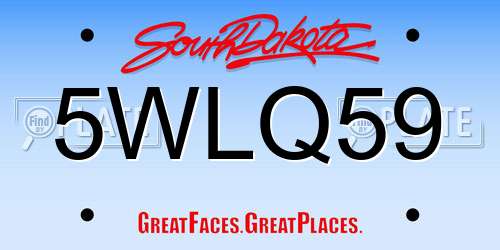 5WLQ59 South Dakota License Plate