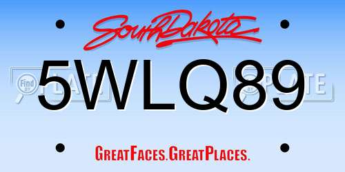 5WLQ89 South Dakota License Plate