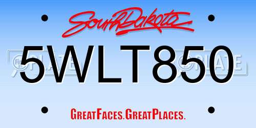 5WLT850 South Dakota License Plate