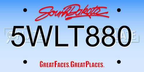 5WLT880 South Dakota License Plate