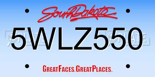 5WLZ550 South Dakota License Plate