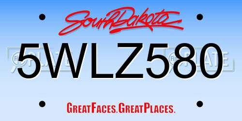 5WLZ580 South Dakota License Plate