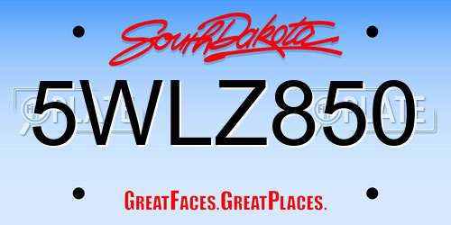 5WLZ850 South Dakota License Plate