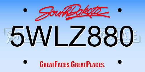 5WLZ880 South Dakota License Plate