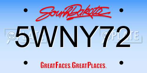 5WNY72 South Dakota License Plate