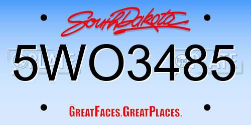 5WO3485 South Dakota License Plate