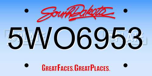 5WO6953 South Dakota License Plate