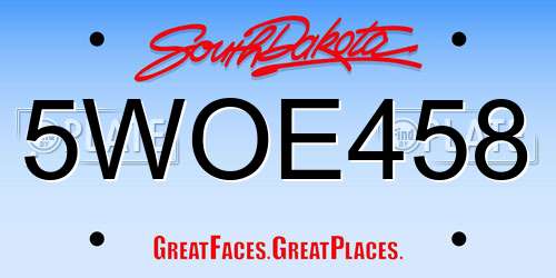 5WOE458 South Dakota License Plate
