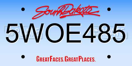 5WOE485 South Dakota License Plate