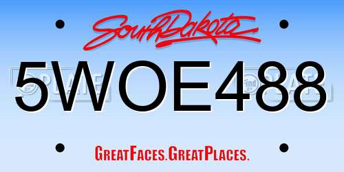 5WOE488 South Dakota License Plate