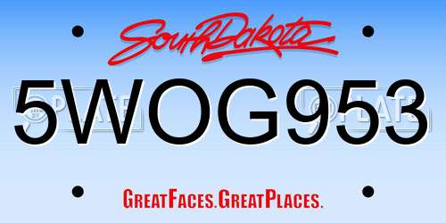 5WOG953 South Dakota License Plate