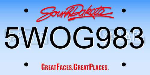 5WOG983 South Dakota License Plate