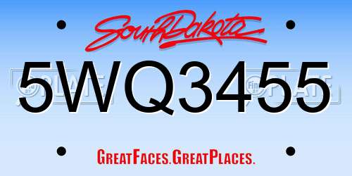 5WQ3455 South Dakota License Plate
