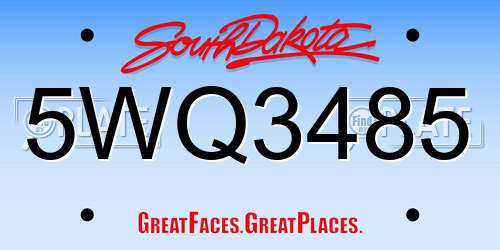 5WQ3485 South Dakota License Plate