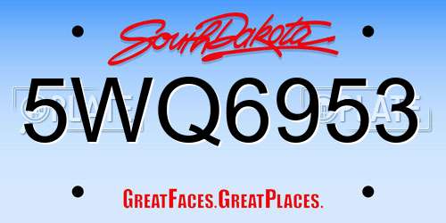 5WQ6953 South Dakota License Plate