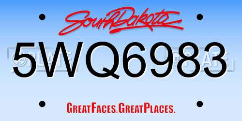 5WQ6983 South Dakota License Plate