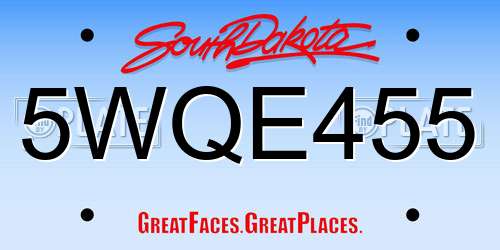 5WQE455 South Dakota License Plate