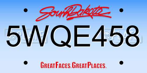 5WQE458 South Dakota License Plate