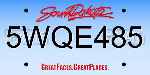 5WQE485 South Dakota License Plate
