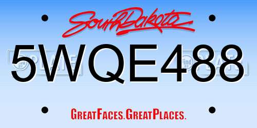 5WQE488 South Dakota License Plate