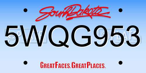 5WQG953 South Dakota License Plate