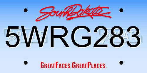5WRG283 South Dakota License Plate