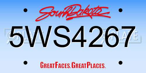 5WS4267 South Dakota License Plate