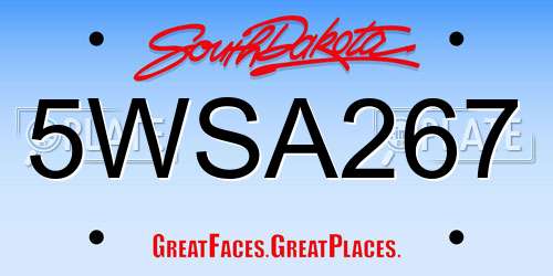 5WSA267 South Dakota License Plate
