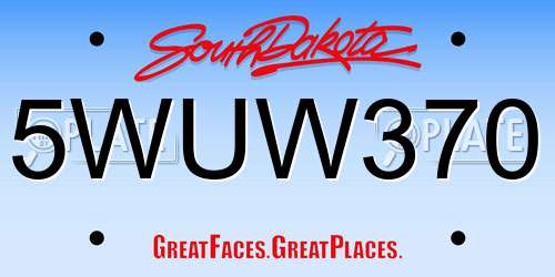 5WUW370 South Dakota License Plate