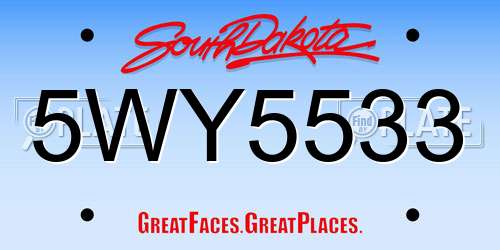 5WY5533 South Dakota License Plate
