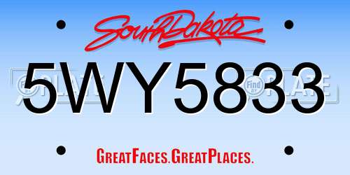 5WY5833 South Dakota License Plate