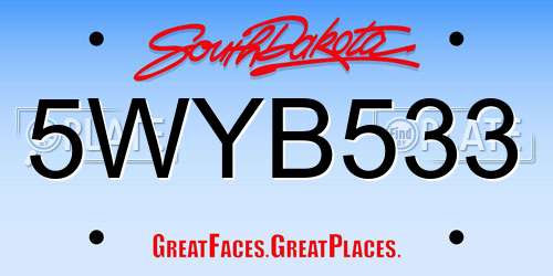 5WYB533 South Dakota License Plate