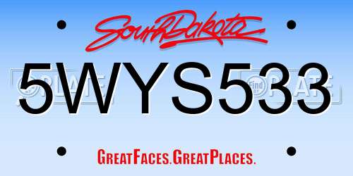 5WYS533 South Dakota License Plate