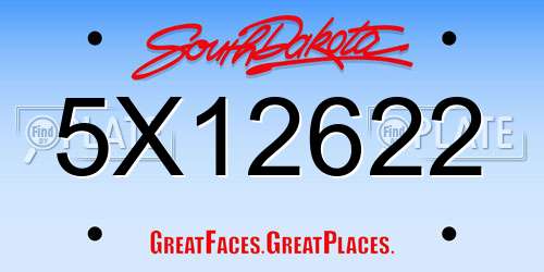 5X12622 South Dakota License Plate
