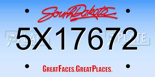 5X17672 South Dakota License Plate