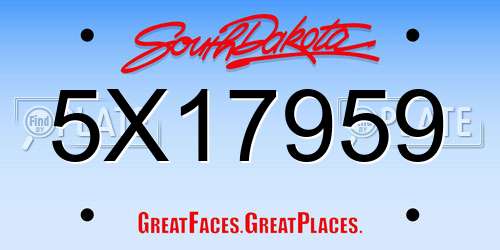 5X17959 South Dakota License Plate