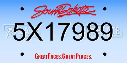 5X17989 South Dakota License Plate