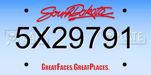 5X29791 South Dakota License Plate