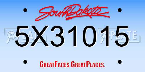 5X31015 South Dakota License Plate