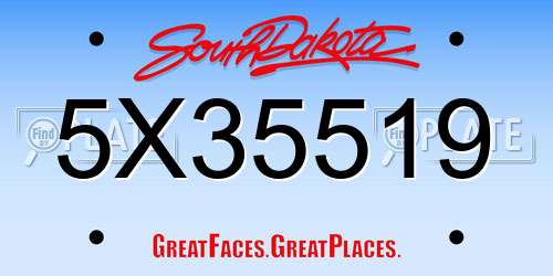 5X35519 South Dakota License Plate