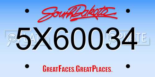 5X60034 South Dakota License Plate
